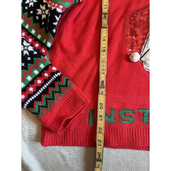 No Boundaries Women Santa Saw Your Insta Pics, Ugly Christmas‎ Sweater Large - Picture 5 of 7